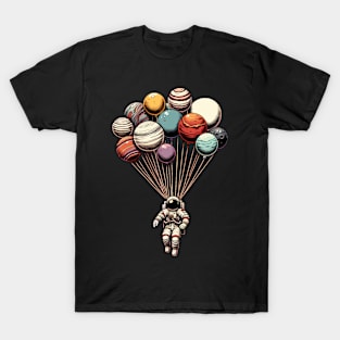 Astronaut Balloon Planets T-Shirt